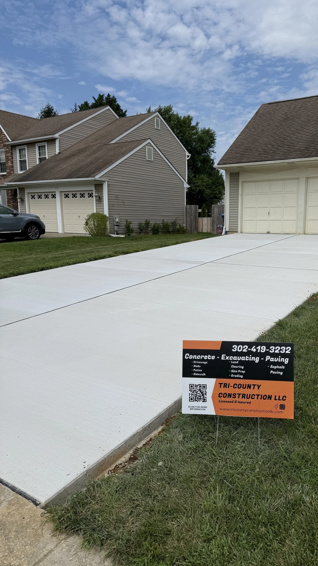 Newly poured concrete driveway installation in New Castle County, DE